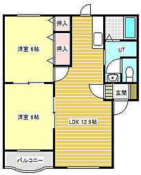 プリムローズAG 2LDKの間取図画像