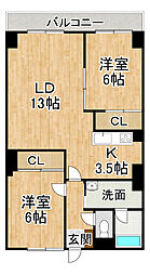 センターシティ3 2LDKの間取図画像