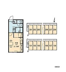 レオパレスピア 1Kの間取図画像