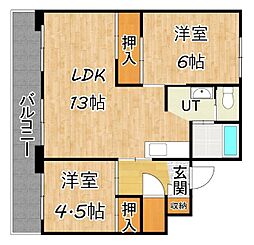 ビレッジハウス大成1 2LDKの間取図画像