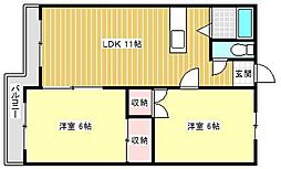 クレス東2条 2LDKの間取図画像