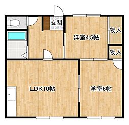 あづまハイツ 2DKの間取図画像