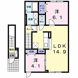 ベルエールRI 2LDKの間取図画像