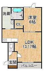 トレイブルックK館 1LDKの間取図画像