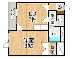 エース2 1DKの間取図画像