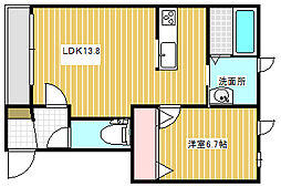 シュペル 1LDKの間取図画像