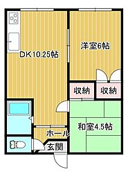 マルイマンション 2LDKの間取図画像