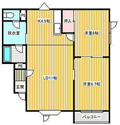 エクセルシオール1 2LDKの間取図画像