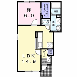 ベルメゾン中鈴蘭2 1LDKの間取図画像