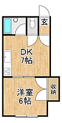 グランディール19 1DKの間取図画像
