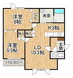 フレンド23 2LDKの間取図画像
