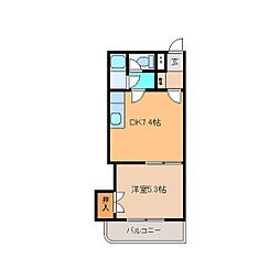 木藤第1ビルコーポラスITO 1DKの間取図画像