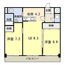 グリーン7ビル 2LDKの間取図画像