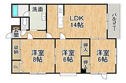 エクセル 3LDKの間取図画像