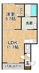 KN白樺16.20 1LDKの間取図画像