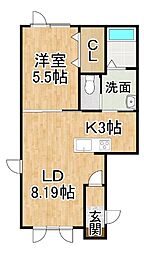 ユーフォリアI 1LDKの間取図画像