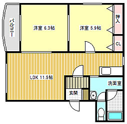 メゾンリラ 2LDKの間取図画像