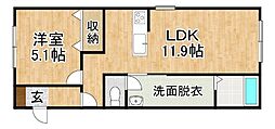 CREA 1LDKの間取図画像