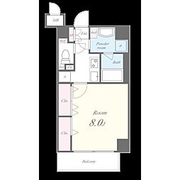 グリーンコート亀島 5階1Kの間取り