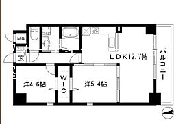 プレイス浅間 3階2LDKの間取り