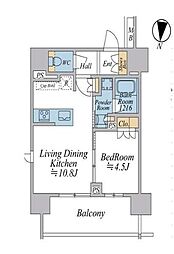 オープンレジデンシア THE MID FORT 5階1LDKの間取り