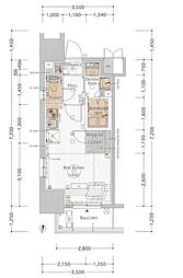 エステムプラザ名古屋丸の内 ワンルームの間取図画像