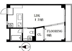 都営三田線 目黒駅 徒歩9分の賃貸マンション 2階1LDKの間取り