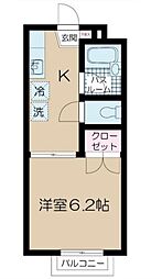 JR山手線 新大久保駅 徒歩8分の賃貸アパート 2階1Kの間取り
