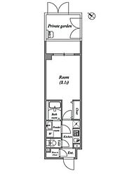 都営大江戸線 若松河田駅 徒歩6分の賃貸マンション 3階1Kの間取り
