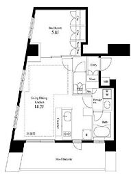 小田急小田原線 代々木八幡駅 徒歩2分の賃貸マンション 7階1LDKの間取り