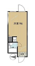 JR総武線 東中野駅 徒歩5分の賃貸マンション 2階ワンルームの間取り