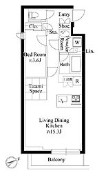 ラヴィエール千駄ヶ谷プレミアムレジデンス 1LDKの間取図画像