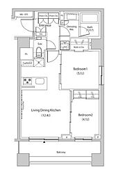 目黒区下目黒1丁目マンション 2LDKの間取図画像