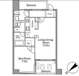 レジディア恵比寿南 1LDKの間取図画像