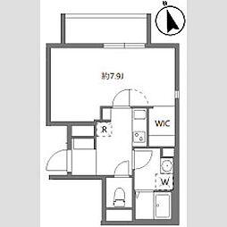 アリカ大森2 1Kの間取図画像