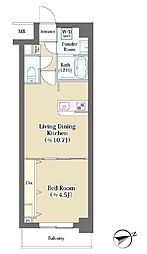 テアトル富ヶ谷 1LDKの間取図画像