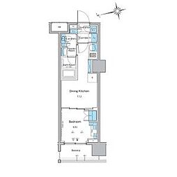 ルフォンプログレ品川戸越 1DKの間取図画像