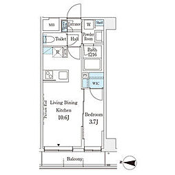 ラカーサ広尾 1LDKの間取図画像