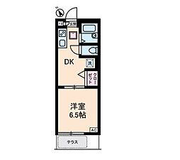 ベルテ中目黒 1DKの間取図画像