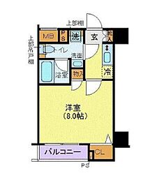 ルフレプレミアム芝公園 1Kの間取図画像