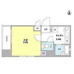 ロワール島津山南 1Kの間取図画像