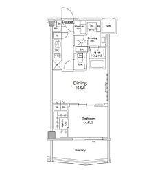 ザ・パークハビオ渋谷クロス 1DKの間取図画像