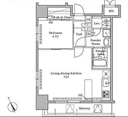 レジディア広尾2 1LDKの間取図画像