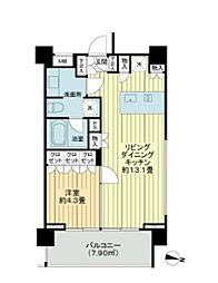 イクサージュ目黒 1LDKの間取図画像