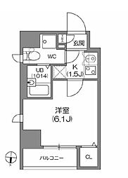 アジールコート中野坂上 1Kの間取図画像
