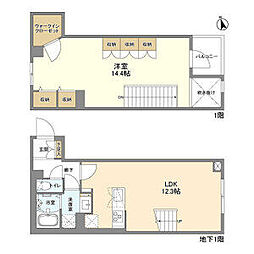 都営大江戸線 若松河田駅 徒歩6分の賃貸マンション 1階1LDKの間取り