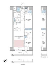 東京メトロ東西線 早稲田駅 徒歩1分の賃貸マンション 2階3LDKの間取り
