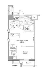 東京メトロ東西線 早稲田駅 徒歩2分の賃貸マンション 2階1LDKの間取り