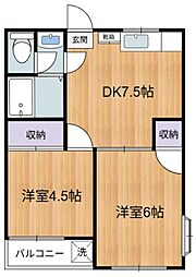 成城3番館 1階2DKの間取り