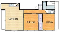 第1小野ビル 4階2LDKの間取り
